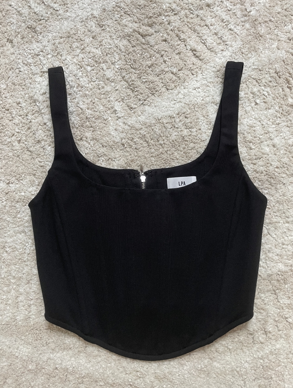 LPA Black Square Scoop Crop Top Size XS